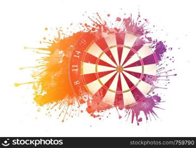 Darts Board in Watercolor Isolated on White Background.