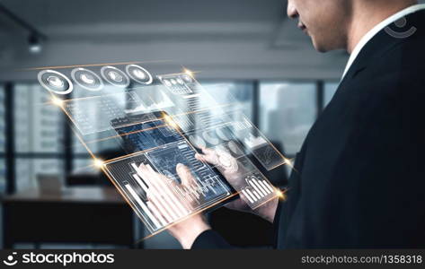 Data Analysis for Business and Finance Concept. Graphic interface showing future computer technology of profit analytic, online marketing research and information report for digital business strategy.