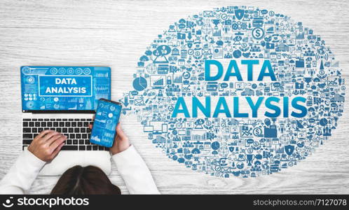 Data Analysis for Business and Finance Concept. Graphic interface showing future computer technology of profit analytic, online marketing research and information report for digital business strategy.