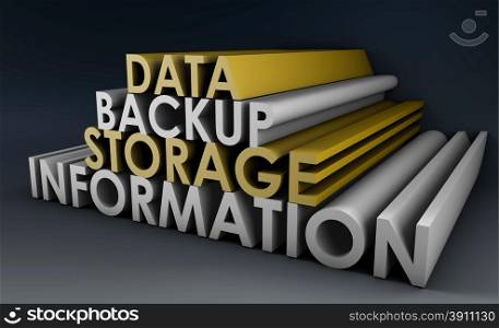 Data Backup Information in 3d Art Sign. Data Backup