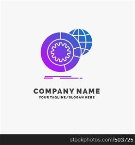 data, big data, analysis, globe, services Purple Business Logo Template. Place for Tagline.. Vector EPS10 Abstract Template background