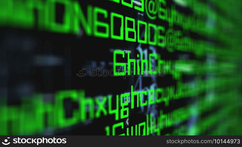Data code on computer screen