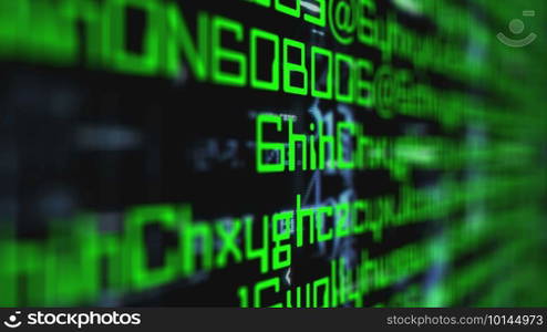 Data code on computer screen