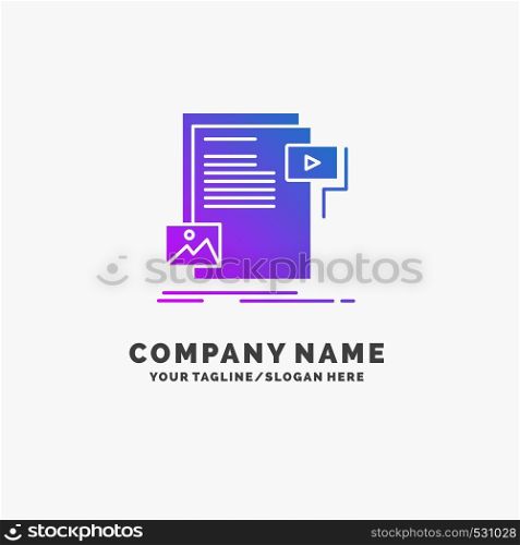 data, document, file, media, website Purple Business Logo Template. Place for Tagline.. Vector EPS10 Abstract Template background