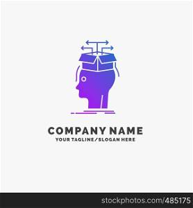 Data, extraction, head, knowledge, sharing Purple Business Logo Template. Place for Tagline.. Vector EPS10 Abstract Template background