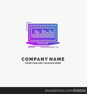 Data, financial, index, monitoring, stock Purple Business Logo Template. Place for Tagline.. Vector EPS10 Abstract Template background