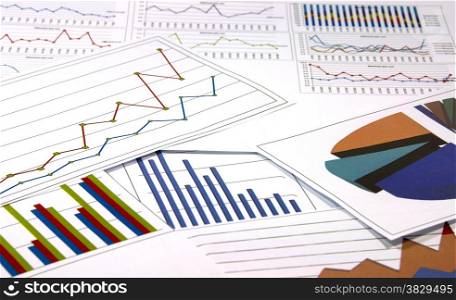 data graphics analysis in colors on a table