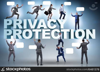 Data privacy protection concept with business people