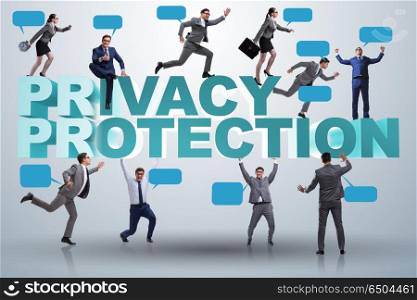 Data privacy protection concept with business people