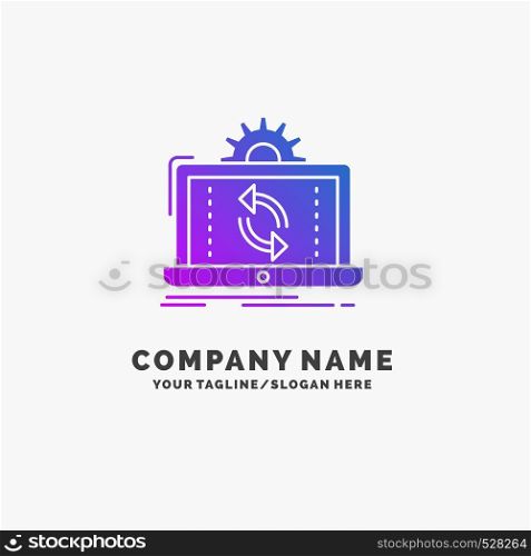 data, processing, Analysis, reporting, sync Purple Business Logo Template. Place for Tagline.. Vector EPS10 Abstract Template background