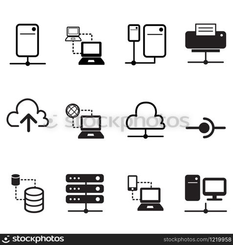 Data sharing, hosting, Server, Cloud Network System icons set