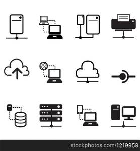 Data sharing, hosting, Server, Cloud Network System icons set
