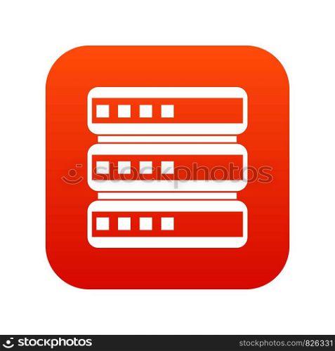 Database icon digital red for any design isolated on white vector illustration. Database icon digital red