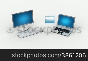 Datennbermittlung zwischen PC und Notebook.