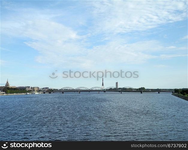 Daugava river flowing through Riga