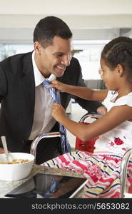 Daughter Straightens Father&#39;s Tie Before He Leaves For Work