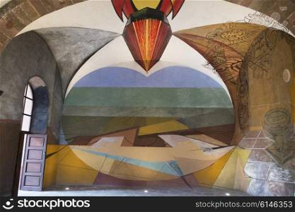 David Alfaro Siqueiros murals at University School of Fine Arts, San Miguel de Allende, Guanajuato, Mexico