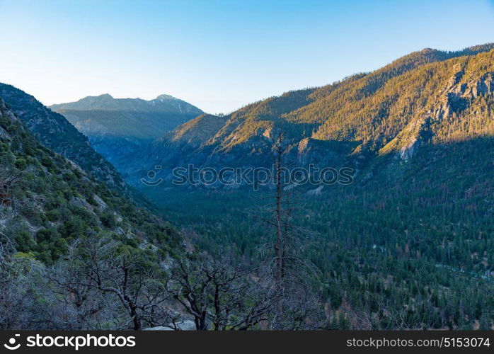 Dawn at the valley of Kings Canyon, taken near Cedar Grove