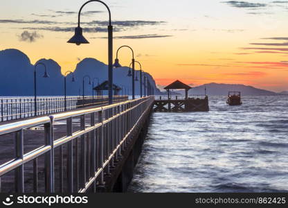 Dawn, Khlong Kian pier, Phang Nga, Thailand