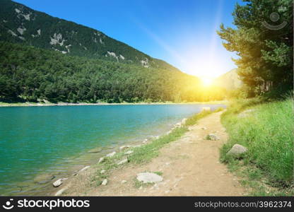 Dawn on the shores of picturesque Lake