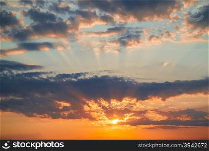 Dawn with clouds, light rays and other atmospheric effect