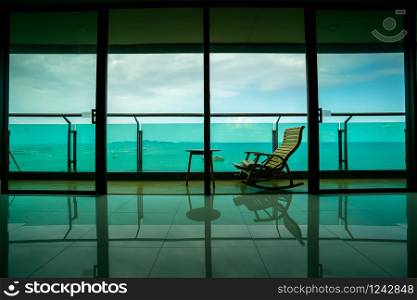 Daybed beach chair n balcony, hotel room, Pattaya, Thailand