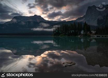 Daybreak at the beautiful Emerald Lake, Yoho National Park, British Columbia, Canada