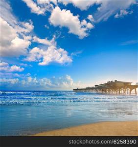 Daytona Beach in Florida shore with pier USA