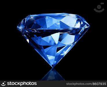 Dazzling diamond Blue gemstones on black background