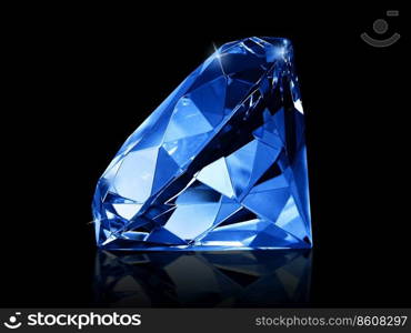 Dazzling diamond Blue gemstones on black background