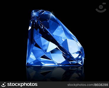 Dazzling diamond Blue gemstones on black background