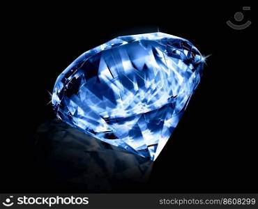 Dazzling diamond Blue gemstones on black background