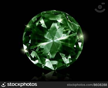 Dazzling diamond Green gemstones on black background