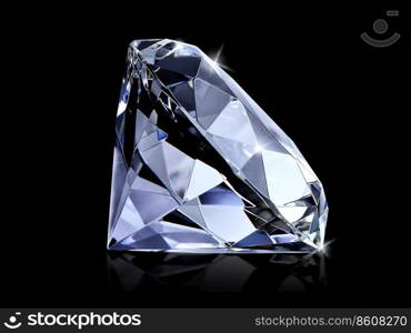 Dazzling diamond on black background