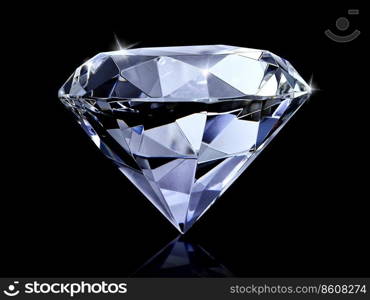 Dazzling diamond on black background