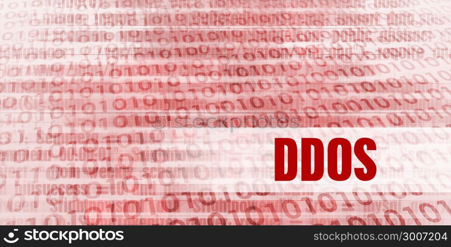 Ddos Alert on a Red Binary Danger Background. Ddos Alert