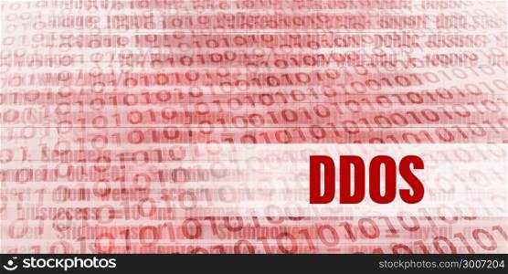 Ddos Alert on a Red Binary Danger Background. Ddos Alert