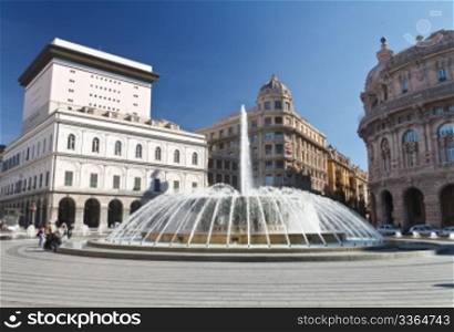 De Ferrari square with fountain in Genova, Italy