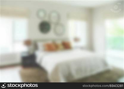 de-focus of modern bedroom interior for background