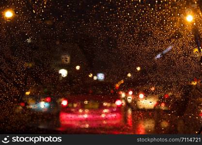 De focused/blur image of city at night.blurred urban abstract traffic background.Night blurred bokeh light city of cars,light of the car in night time background,bokeh of the car in night