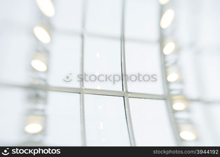 De-focuses business center interior. Blur background. Made with lensbaby.