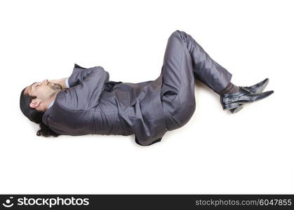 Dead businessman on the floor