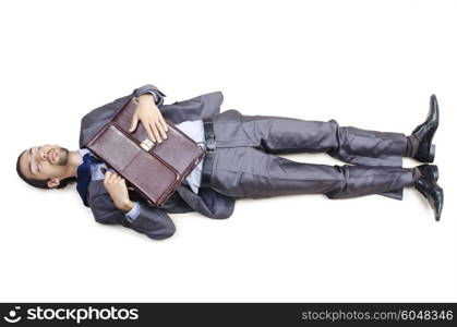 Dead businessman on the floor