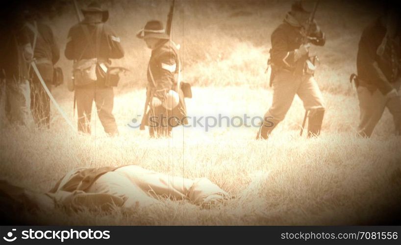 Dead Civil War soldiers on battlefield (Archive Footage Version)