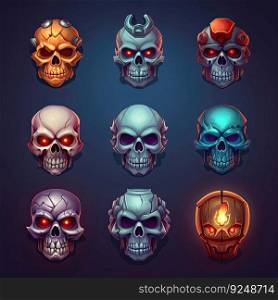 dead skull death game ai generated. horror face, black evil, symbol anatomy dead skull death game illustration. dead skull death game ai generated