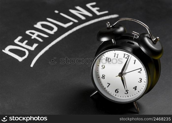 deadline text written chalkboard with alarm clock