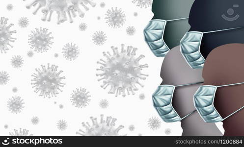 Deadly virus health risk and coronavirus public disease and flu outbreak or coronaviruses influenza background as dangerous viral strain case as a pandemic medical concept with dangerous cells with 3D illustration elements.