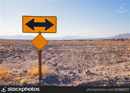Death Valley, California. Direction sign in the middle of the desert.
