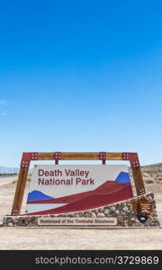 Death Valley National Park entrance at the beginning of the desert