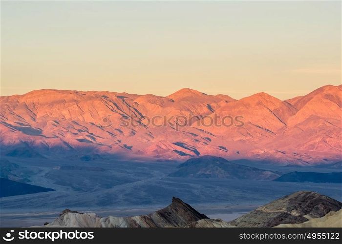 Death Valley National Park - Zabriskie Point at sunrise. California, USA.